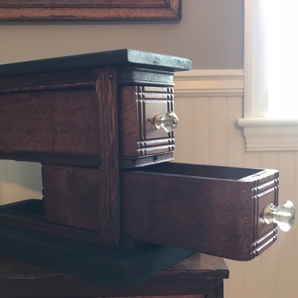 Restored Vintage Sewing Machine Drawer organizer w/ Glass knobs. Refurbished. - Picture 8 of 16